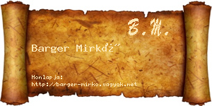 Barger Mirkó névjegykártya